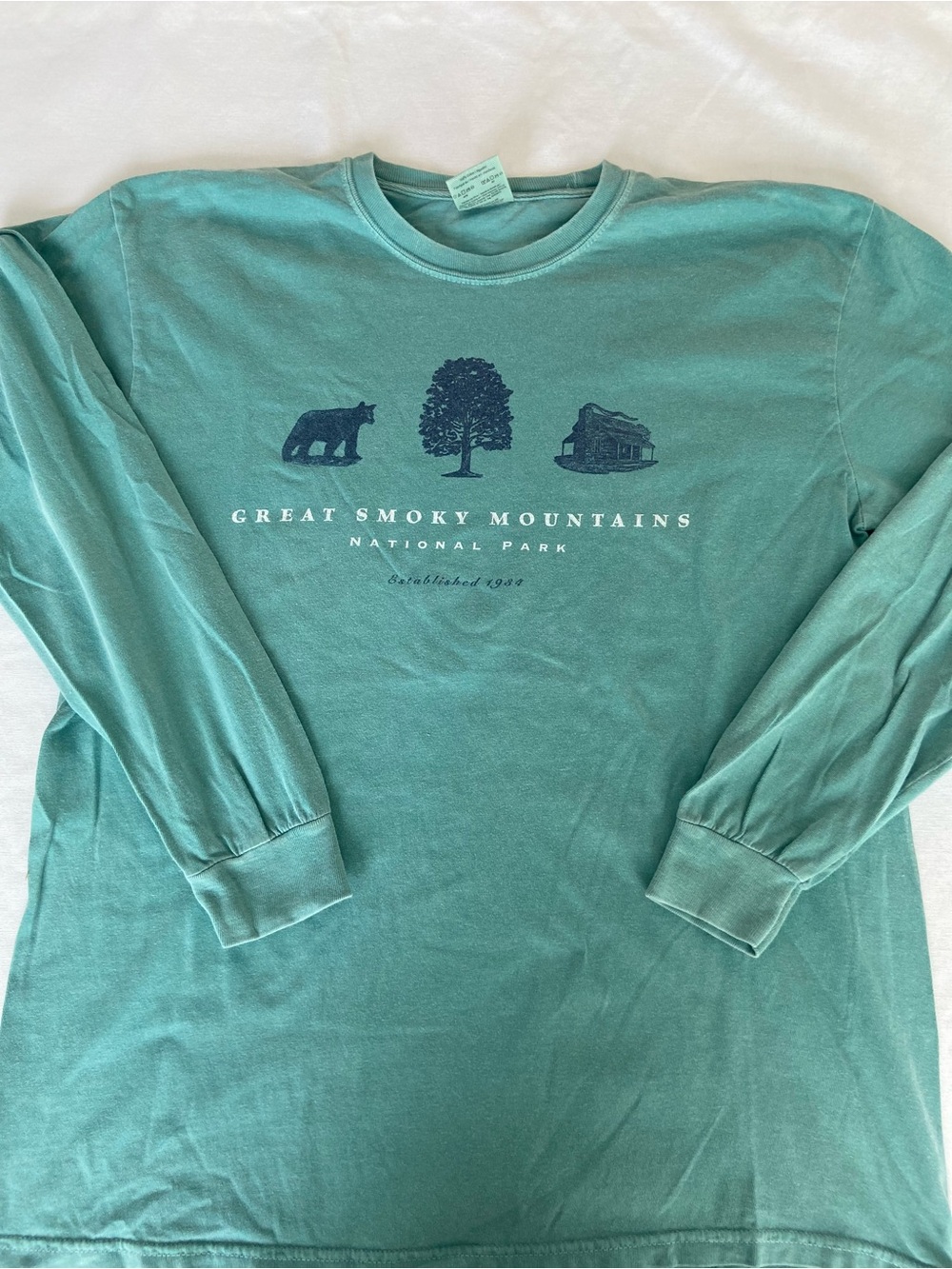 Comfort Colors Great Smoky Mountains Long Sleeve Tee - Teal Green